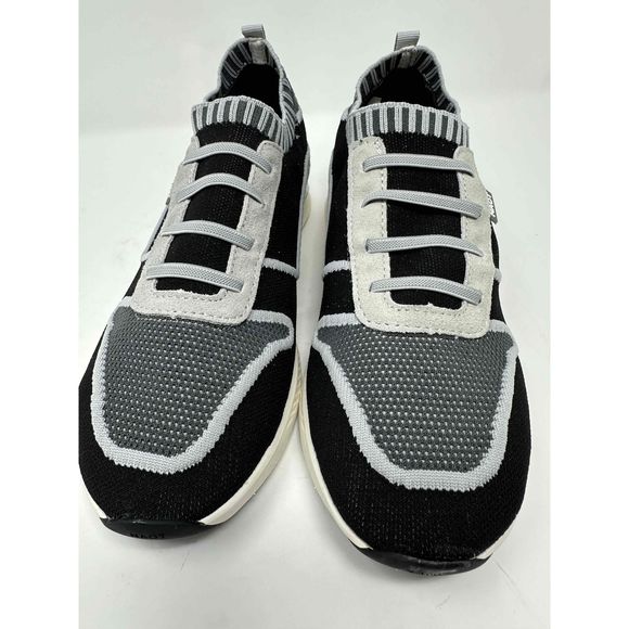 NAOT Womens Black And White Knit Upper Pull Tab On Heel Sneakers